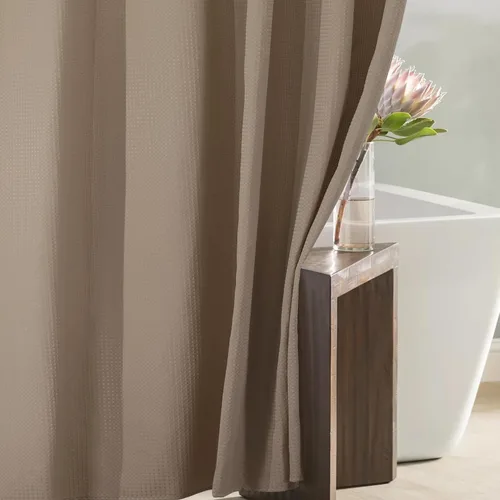 Miniatura 16 de Cortina de ducha negra con tejido de gofre: cortinas de ducha de tela texturizada resistente para baño, repelente al agua, 256 GSM, cortina de baño