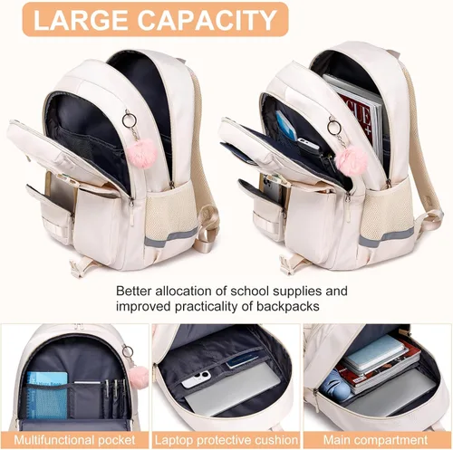 Miniatura 2 de Linda mochila escolar para adolescentes y mujeres estudiantes – Mochila grande para laptop de 15.6 pulgadas – Mochila de viaje para escuela