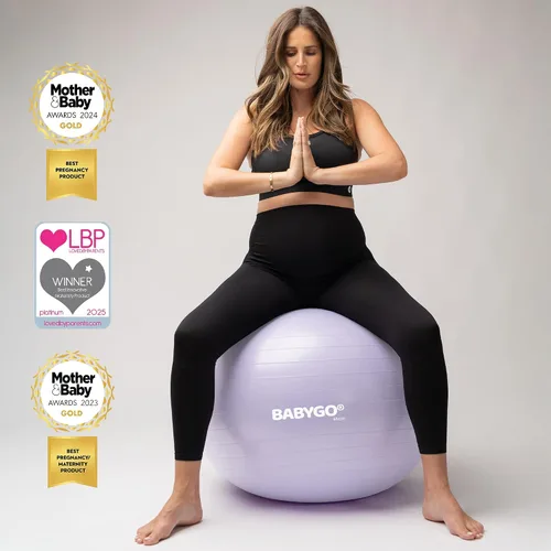 Miniatura 5 de BABYGO Pelota de Parto – Juego de pelota y libro de yoga para embarazo, trabajo de parto y ejercicio con enfoque en trimestres, fisioterapia