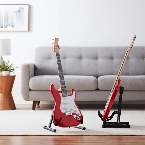 Miniatura 8 de Amazon Basics - Soporte plegable y ajustable con forma de A para guitarras acústicas y eléctricas con goma antideslizante y brazos de espuma suave