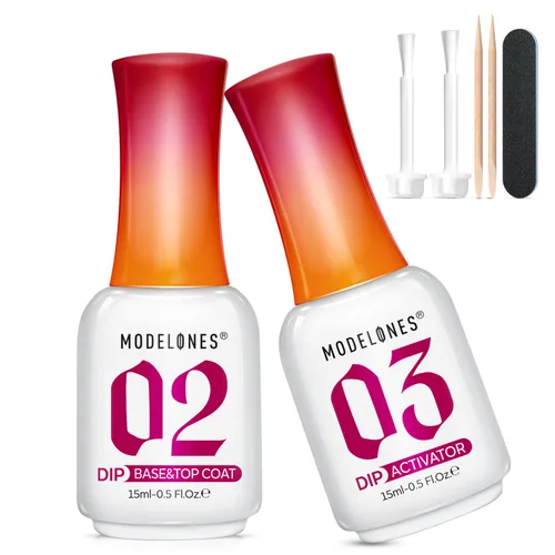 Miniatura 16 de Modelones - Kit de polvo de inmersión para uñas, 4 colores transparente, nude, blanco, rosa, set de iniciación con líquido y accesorios completos