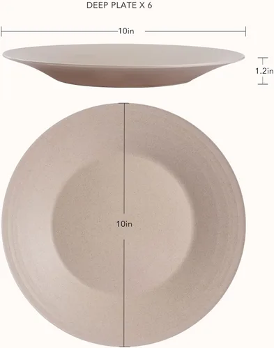 Miniatura 2 de Platos de paja de trigo de 10 pulgadas, aptos para lavavajillas y microondas, ligeros, reutilizables, irrompibles, no tóxicos, sin BPA y saludables