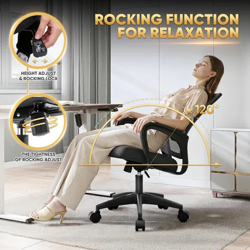 Miniatura 5 de Magshion Silla ergonómica de escritorio de oficina, silla de computadora de malla con respaldo medio, silla giratoria con respaldo transpirable