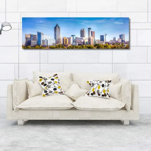 Miniatura 4 de Atlanta Skyline - Arte de pared para sala de estar, lienzo de paisaje urbano, decoración moderna para el hogar, imágenes panorámicas, edificio