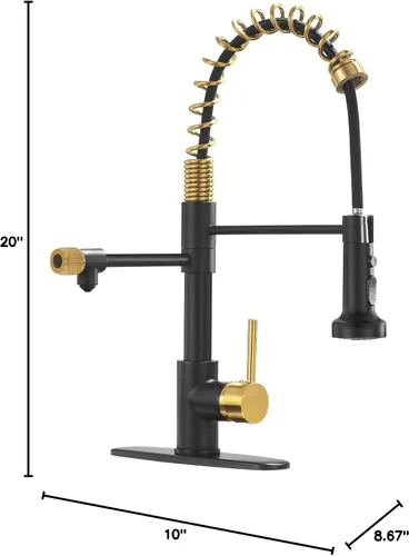 Miniatura 10 de GIMILI Grifo de agua potable negro y dorado 3 en 1 estilo comercial desplegable con filtro de una sola manija para sistema de filtración de agua