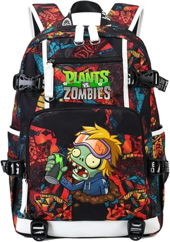 Miniatura 22 de ISaikoy Game Plants vs. Zombies - Mochila de hombro para libros, mochila escolar, mochila para computadora portátil, color rojo1