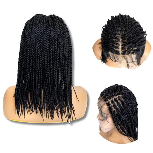 Miniatura 35 de PIB Peluca de encaje completo individual de 12 pulgadas, diseño de Passion Twist con raya cuadrada, pelucas trenzadas sin nudos para mujeres negras