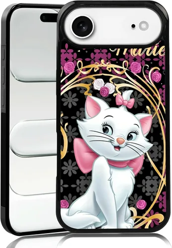 Miniatura 72 de Elegante funda de teléfono con diseño de gato Marie compatible con iPhone 11, funda de encaje dorado para iPhone, a prueba de golpes, rosa fucsia