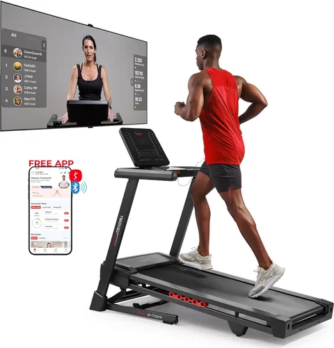 Sunny Health & Fitness Treadmill Elite Smart Auto Incline for Home Use, Wide Running and Walking Deck, Flex Shock Suspension with 300 LB Weight