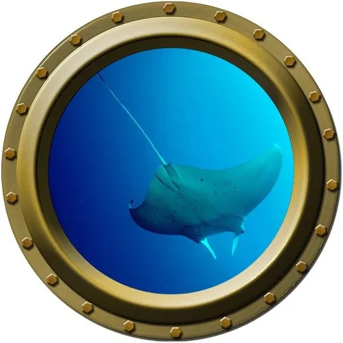 Miniatura 2 de Descending Manta Ray - Porthole Wall Decal