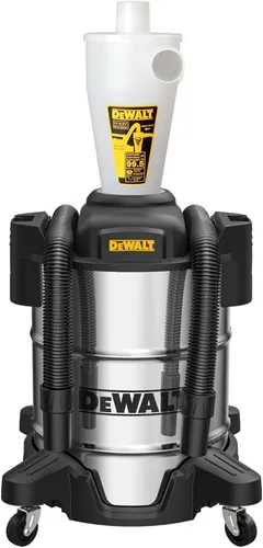 Dewalt Separador de polvo con tanque de acero inoxidable de 10 galones, colector de polvo ciclónico de eficiencia del 99.5%, filtro colector de