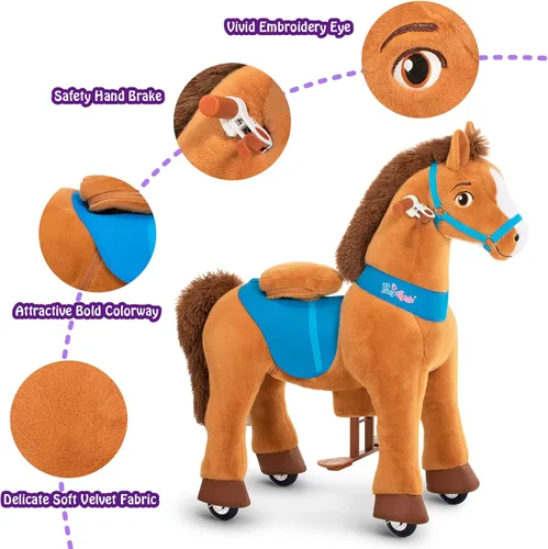 Miniatura 3 de PonyCycle Juguetes de Caballo para Montar para Niños Caballo Marrón Balancín Modelo Esencial E (con Freno/Altura de 35.4"/Tamaño 4) Pony para Montar