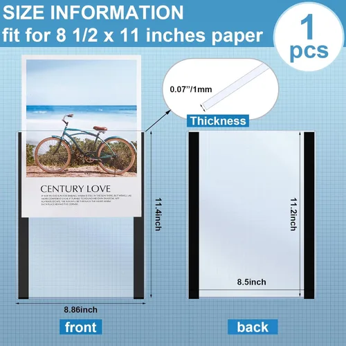 Miniatura 2 de Yexiya 1 Pcs Magnetic Sign Holder 8.5'' x 11'' Self Adhesive Magnetic Wall Mount Sign Holder Clear Plastic Paper Document Frames with Magnet Borders