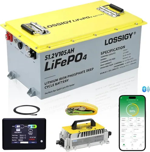 Miniatura 8 de LOSSIGY Batería de litio para carrito de golf de 48 V con cargador y monitor de litio de 18 A, kit de conversión de batería de 48 voltios, Bluetooth
