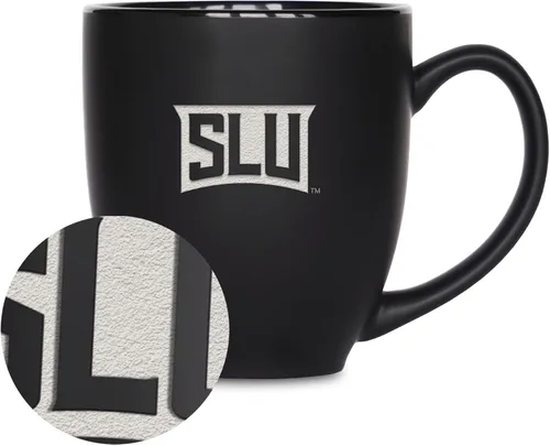 Miniatura 355 de Rico Industries - Taza de cerámica mate negra con grabado láser estándar de 15oz para NCAA (escuelas T & U) - Para bebidas calientes o frías