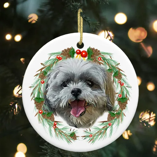 Miniatura 14 de Colgante de perro esquimal americano de 3 pulgadas para decoración de árbol de Navidad, bonito adorno de día festivo para cachorros, regalos