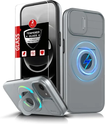 Miniatura 57 de Funda magnética para iPhone 11 Pro compatible con carga inalámbrica MagSafe, con 2 protectores de pantalla, anillo kickstand de 360° integrado +