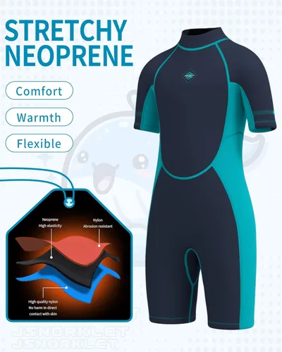Miniatura 3 de Traje de neopreno para niños y niñas, con cremallera trasera de 0.118 pulgadas (0.118 in) de neopreno que mantiene el calor en agua fría para nadar