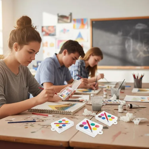 Miniatura 5 de Juego de 24 mini lienzos de pintura, mini arte acrílico, recuerdo de fiesta, juego de pintura de acuarela con panel, caballete de madera, tiras