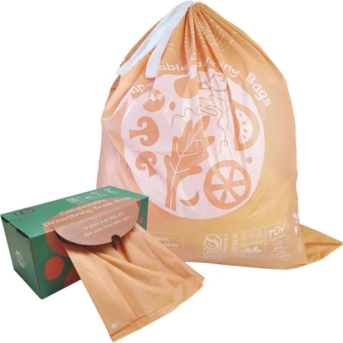 Miniatura 9 de Bolsas de basura compostables, 2.6 galones, 9.84 litros, 200 unidades, extragruesas, desechos de alimentos, pequeñas bolsas de basura de cocina, US
