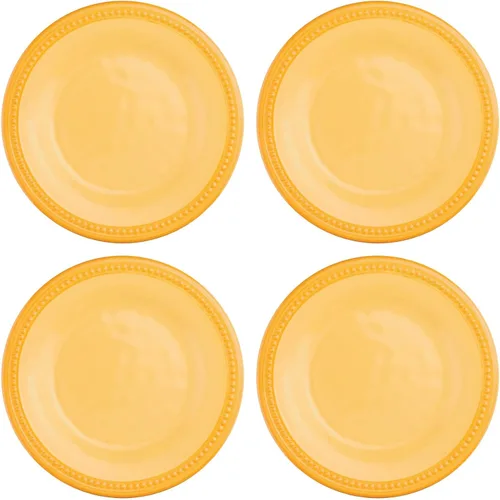 UP UPware - Platos redondos de postre de melamina con cuentas, platos pequeños para servir, para aperitivos, aperitivos y guarniciones, amarillo, 6