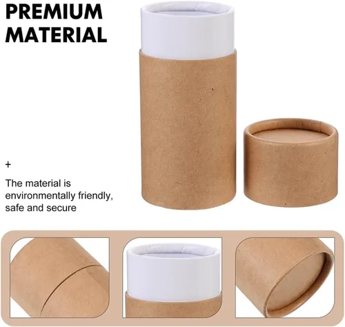 Miniatura 4 de 15 cajas de regalo redondas de papel kraft de 4.21 x 1.69 pulgadas, tubos de embalaje con tapas para envolver botellas de aceite esencial, tarros