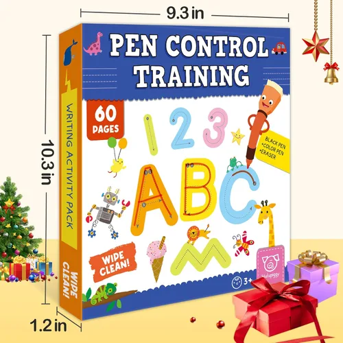 Miniatura 6 de Actividades de Aprendizaje Preescolar 60 Páginas Reutilizables, Libro de Práctica de Escritura de Letras y Números para Niños, Juguetes