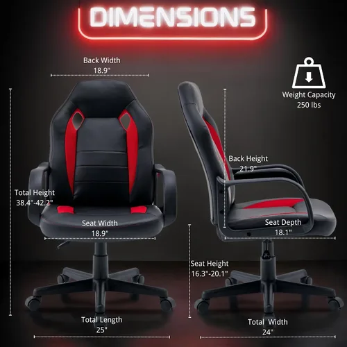 Miniatura 3 de Silla ergonómica de videojuegos para computadora, oficina en casa, carreras, escritorio ejecutivo de video, de piel sintética, para adultos
