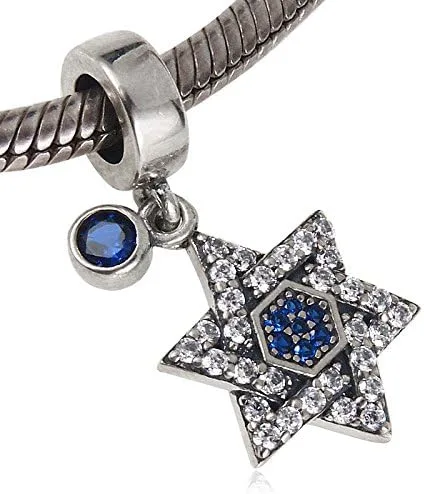 Miniatura 3 de Colgante de plata de ley 925 con diseño de estrella de David con circonita cúbica brillante