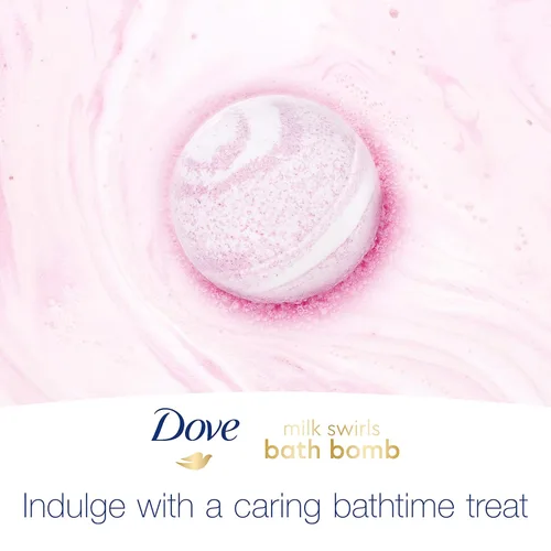 Miniatura 8 de Dove Milk Swirls Vanilla Raspberry Creamsicle Bombas de baño de 2.8 onzas (paquete doble)