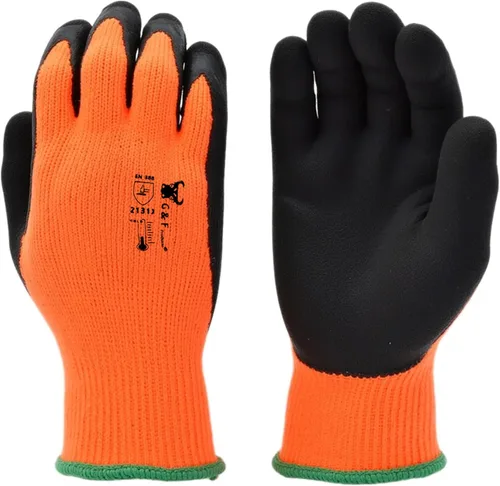 G & F Products Guantes de trabajo de invierno, agarre de doble capa para clima frío, palma texturizada a prueba de viento, forro térmico de rizo