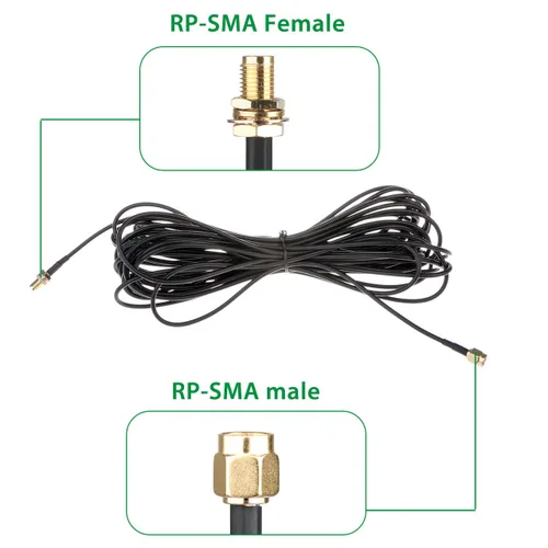 Miniatura 4 de traderplus Paquete de 3 cables de extensión RP-SMA macho a hembra de 10 pies Router WiFi Extensor de antena