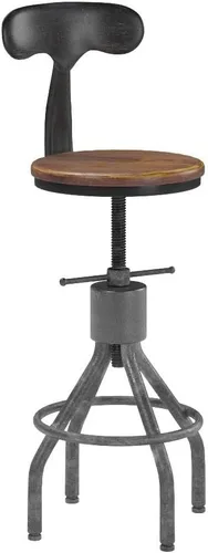 Miniatura 4 de Juego de 2 taburetes de bar vintage, silla giratoria industrial para cocina, comedor, altura de 23-33 pulgadas, con respaldo Plateado