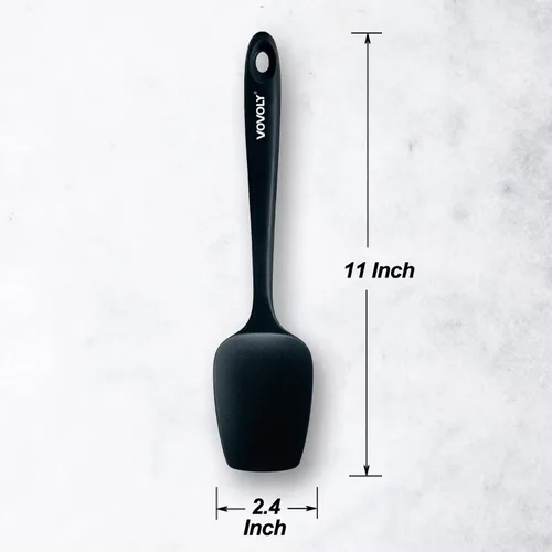 Miniatura 3 de Juego de espátulas de silicona, espátula de cuchara de goma resistente al calor, cuchara antiadherente con diseño de una pieza sin costuras, Negro