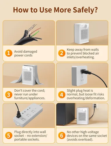 Miniatura 2 de Calentador de espacio eléctrico Lerat, calentador pequeño para uso en interiores, 1200W PTC de calentamiento rápido portátil, protección contra