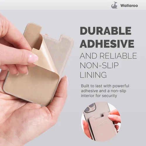 Miniatura 6 de Wallaroo Premium - Tarjetero adhesivo de cuero para teléfono celular - Para Android e iPhone - Para mujeres y hombres - Resistente con forro