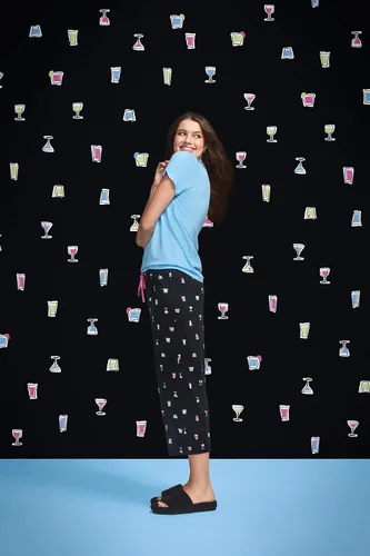 Miniatura 4 de HUE womens Basic Printed Knit Capri Pajama Sleep Pant, Made With Temperature Control Technology
