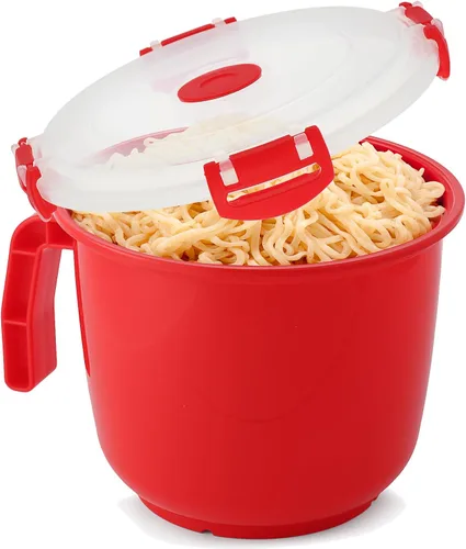 Miniatura 8 de Tafura Tazón para microondas con tapa, cuencos de sopa aptos para microondas de 34 onzas con tapa, tazón de fideos ramen con asa, cuencos
