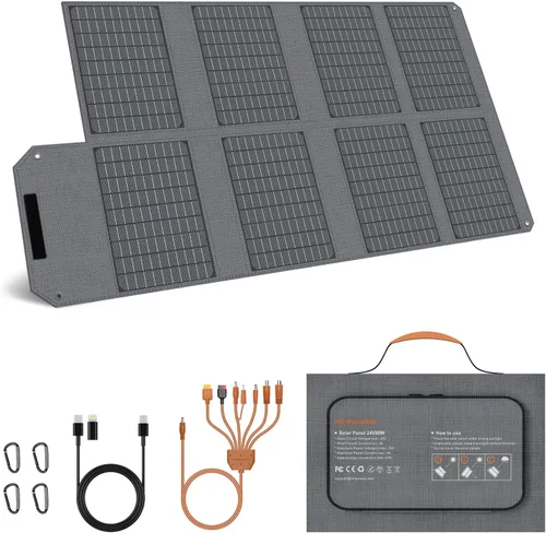 Miniatura 9 de Panel solar plegable de 120 W, cargador portátil de 23% de alta eficiencia con salidas USB-C/2xUSB-A/DC, ETFE monocristalino IP65 impermeable