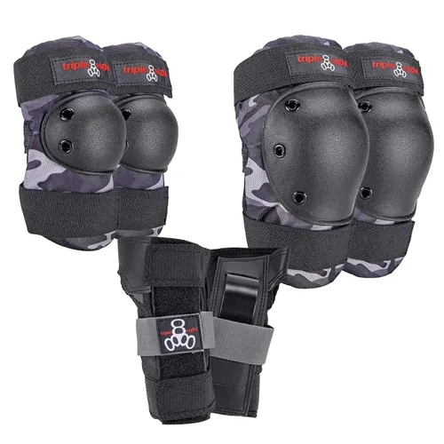 Triple Eight Set de 3 Protectores de la Serie Saver - Ideal para Monopatín, Patinaje en Línea, Patinaje sobre Ruedas y Ciclismo Carbón camuflaje