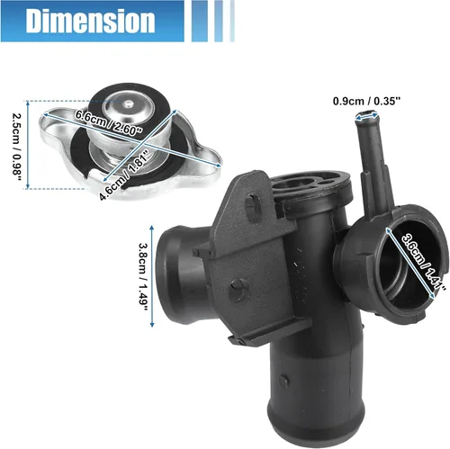 Miniatura 7 de uxcell No 21501-9HA0A/21430-8991C Cuello de llenado del radiador del motor con tapa completamente sellada para Nissan Altima 2.5L L4 2007-2013