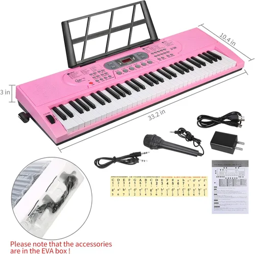 Miniatura 3 de Teclado de Piano con Teclas Iluminadas para Principiantes Adultos Adolescentes Niños, Teclado Electrónico de Música de 61 Teclas con Modos de Llaves