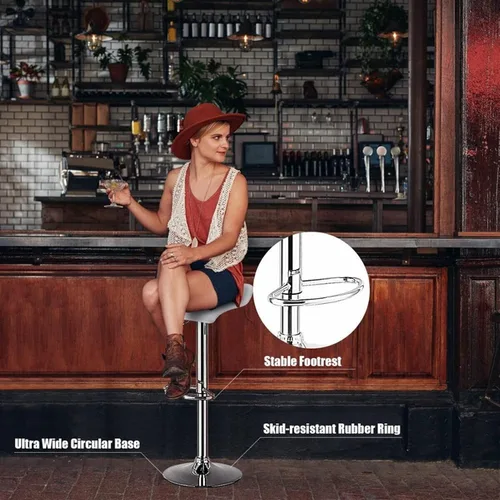 Miniatura 5 de Taburetes de bar altos, 4 juegos de taburetes giratorios de elevación ajustable, taburetes de bar giratorios de piel sintética, sillas de cocina