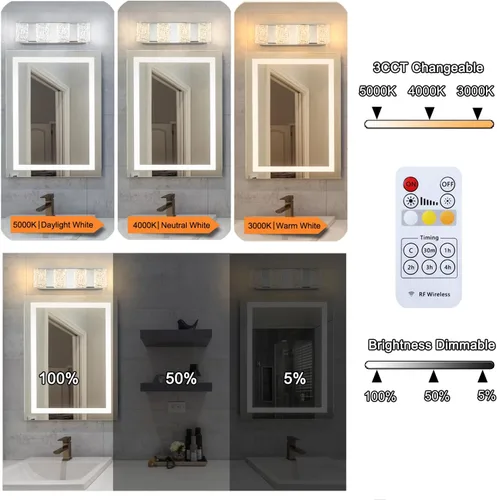 Miniatura 4 de Lámpara de tocador de baño moderna de cromo de 4 luces, elegantes accesorios de iluminación de baño de LED de cromo sobre espejo, accesorios