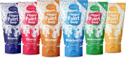 SWCANDY Pintura de baño de juguetes de jabón para niños pequeños, paquete de 6 unidades, no tóxica, lavable, pintura de bañera para pintura de dedos