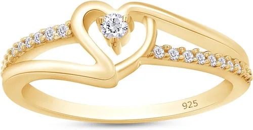Bypass - Anillo de promesa de corazón para mujer, 110 quilates, moissanita redonda, anillo de diamantes naturales o cultivados en laboratorio en