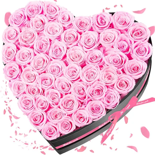 Miniatura 9 de Impouo 16 rosas preservadas en una caja con forma de corazón, flores preservadas, regalos para mujeres, día de la madre, día de San Valentín o día