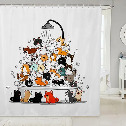 Miniatura 27 de Cortina de ducha de frutas y sandía, juego de cortina de ducha para niños y adultos, bonita cortina de baño de papaya, limón, pitaya, caricaturas