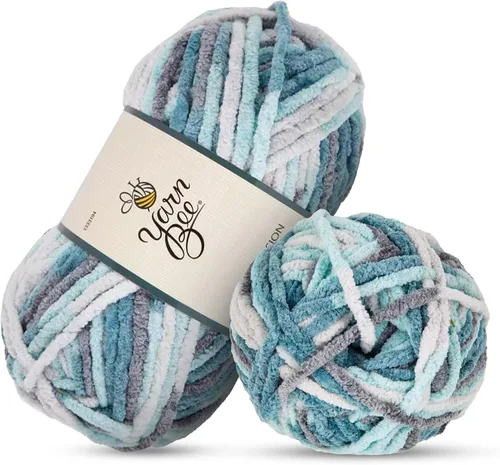 Miniatura 10 de Hilo Yarn Bee súper voluminoso para crochet y tejer – Rollo suave – 92,4 metros de hilo 100% poliéster para crochet, mantas, sombreros y más