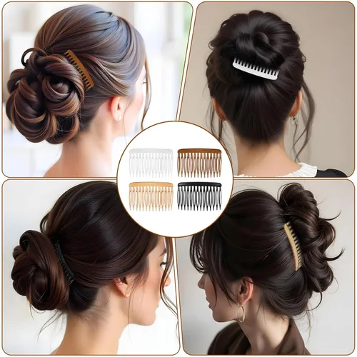 Miniatura 3 de 16 peines franceses para mujer, 14 dientes, 2.8 x 1.8 pulgadas, peine lateral de pelo, clips de plástico para peine francés, peines pequeños